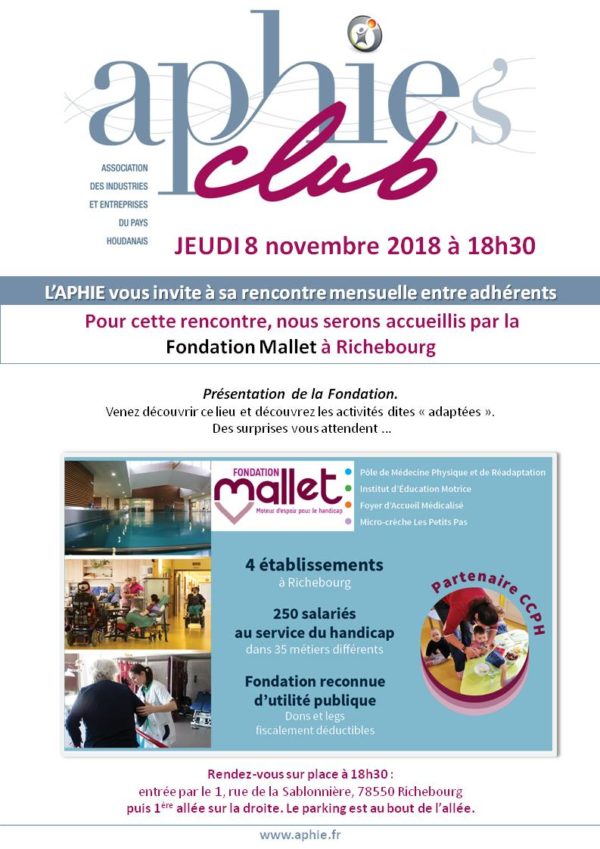 Jeudi 8 Novembre 2018 : Aphie’s Club à la Fondation Mallet