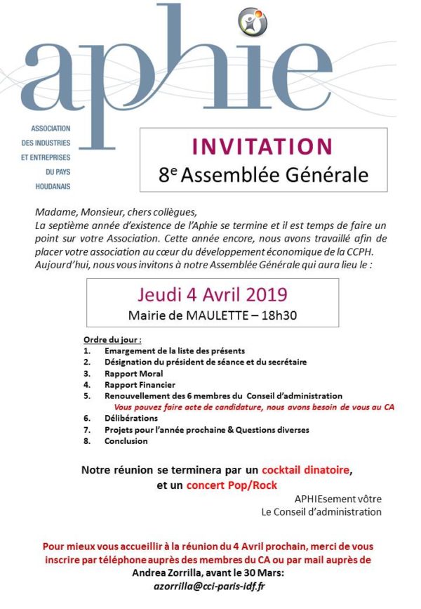 Jeudi 4 avril 2019 : Assemblée Générale