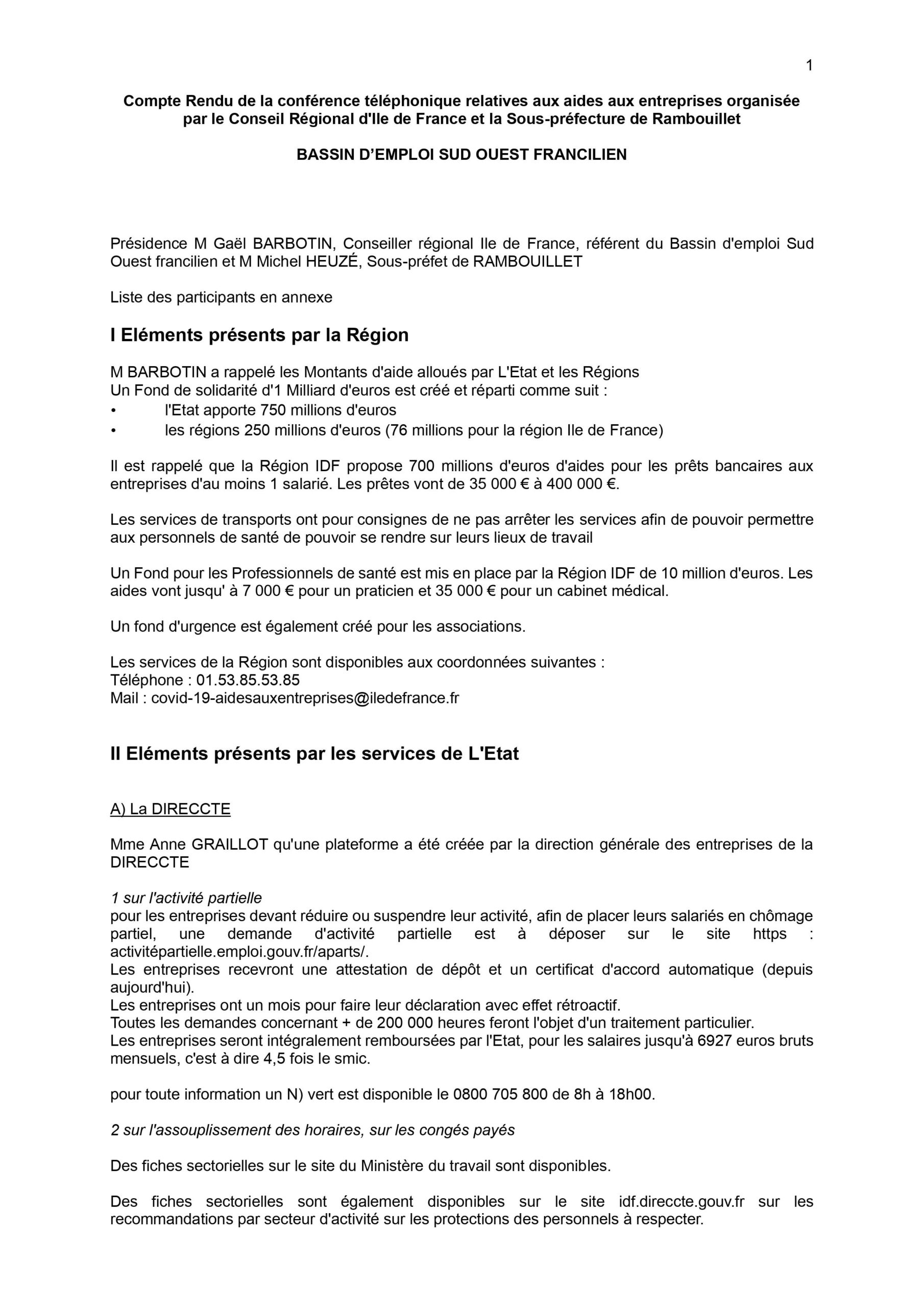 [COVID-19] Aides aux entreprises – Bassin d’Emploi Sud-Ouest Francilien