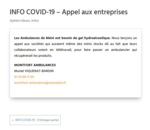 INFO COVID-19 – Appel aux entreprises