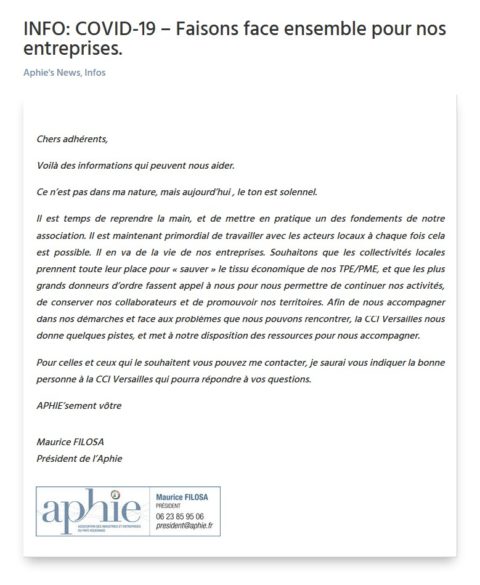 INFO: COVID-19 – Faisons face ensemble pour nos entreprises.