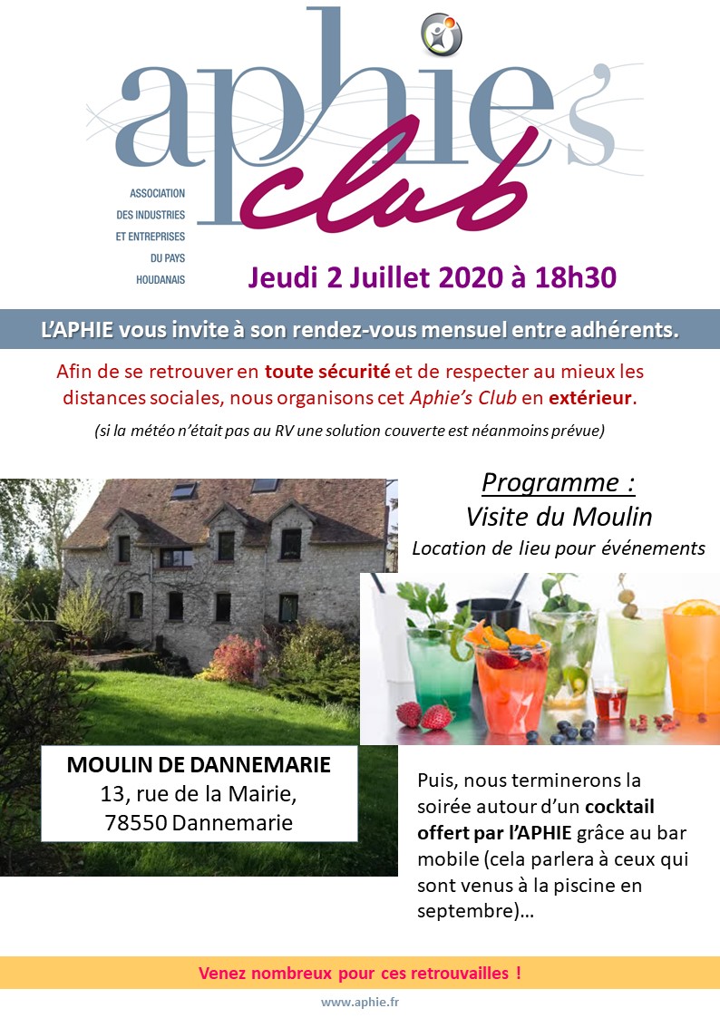 Jeudi 2 juillet 2020 : Aphie’s Club au Moulin de Dannemarie