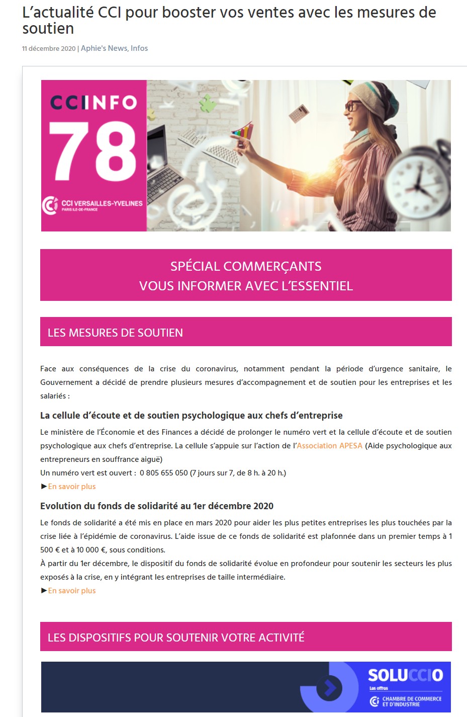 L’actualité CCI pour booster vos ventes avec les mesures de soutien