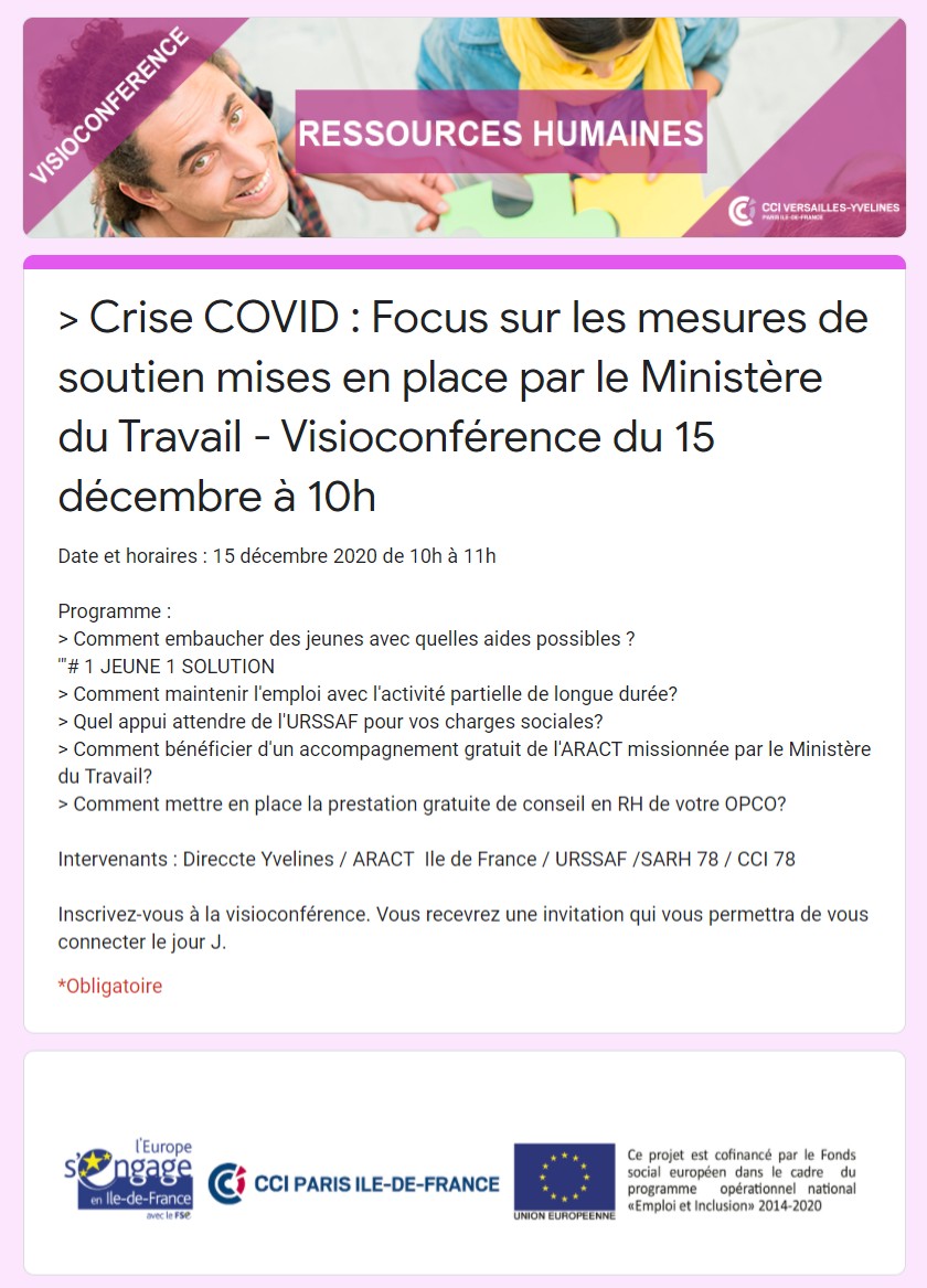 Plan de relance Ressources Humaines : Découvrez les mesures de soutien de la CCI