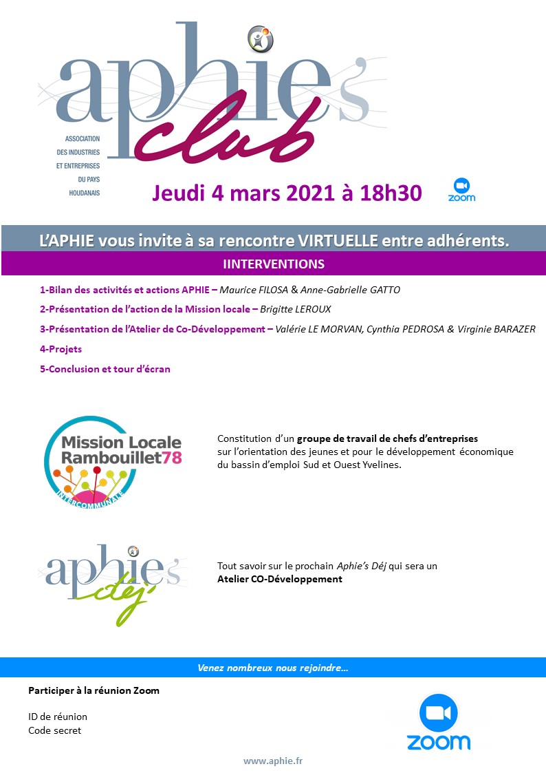 Jeudi 4 mars : Aphie’s Club Visio