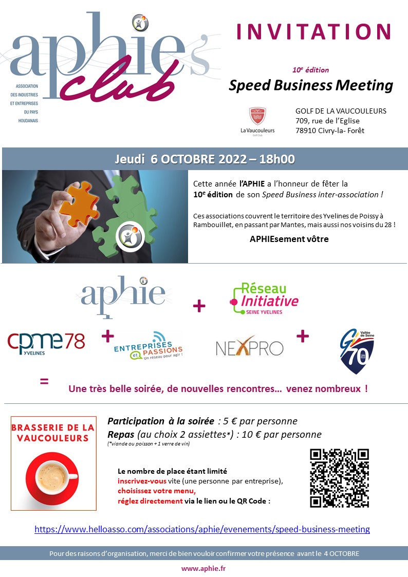Jeudi 6 octobre – Speed Business Meeting APHIE