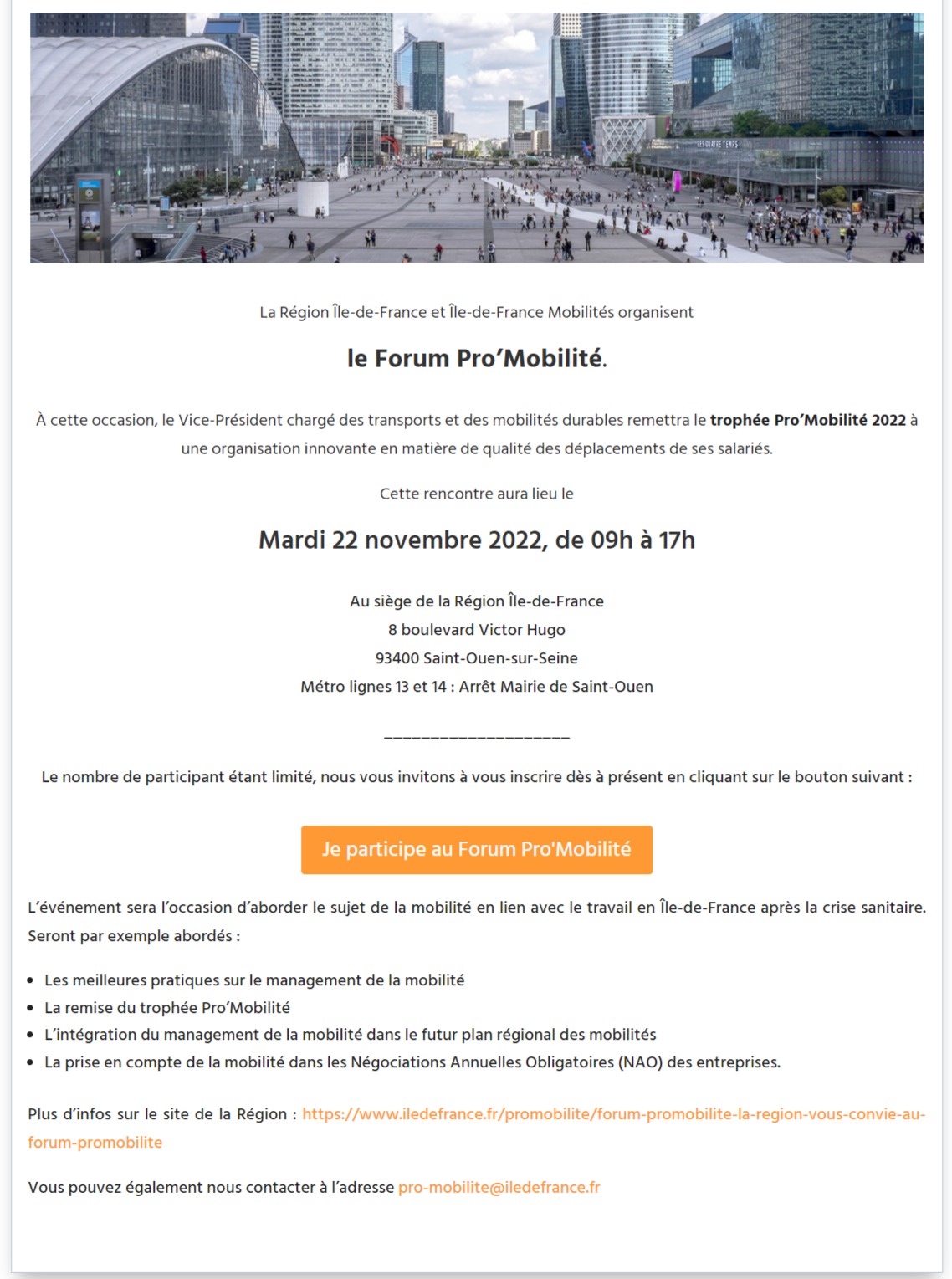 Forum Pro’Mobilité | Trophée Pro’Mobilité 22 novembre 2022