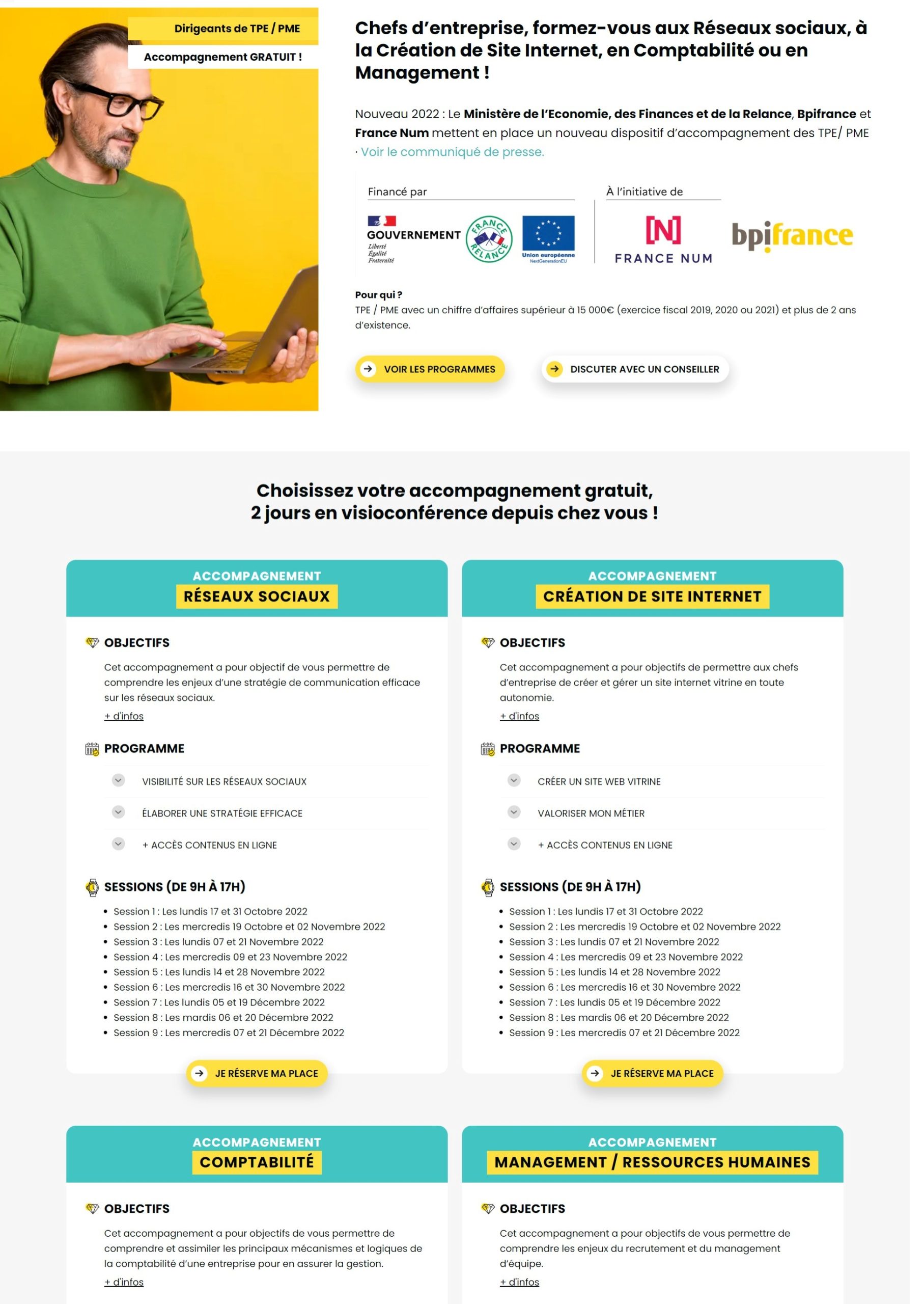 Chefs d’entreprise, formez-vous aux Réseaux sociaux, à la Création de Site Internet, en Comptabilité ou en Management !