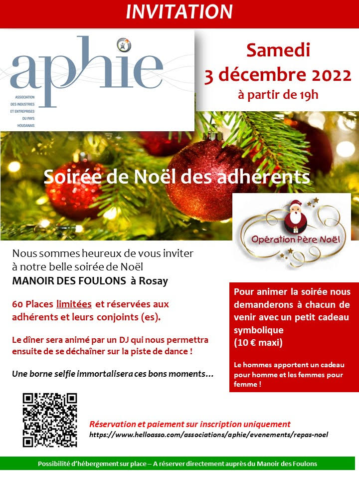 Samedi 3 décembre 2022 : Soirée de Noël des adhérents