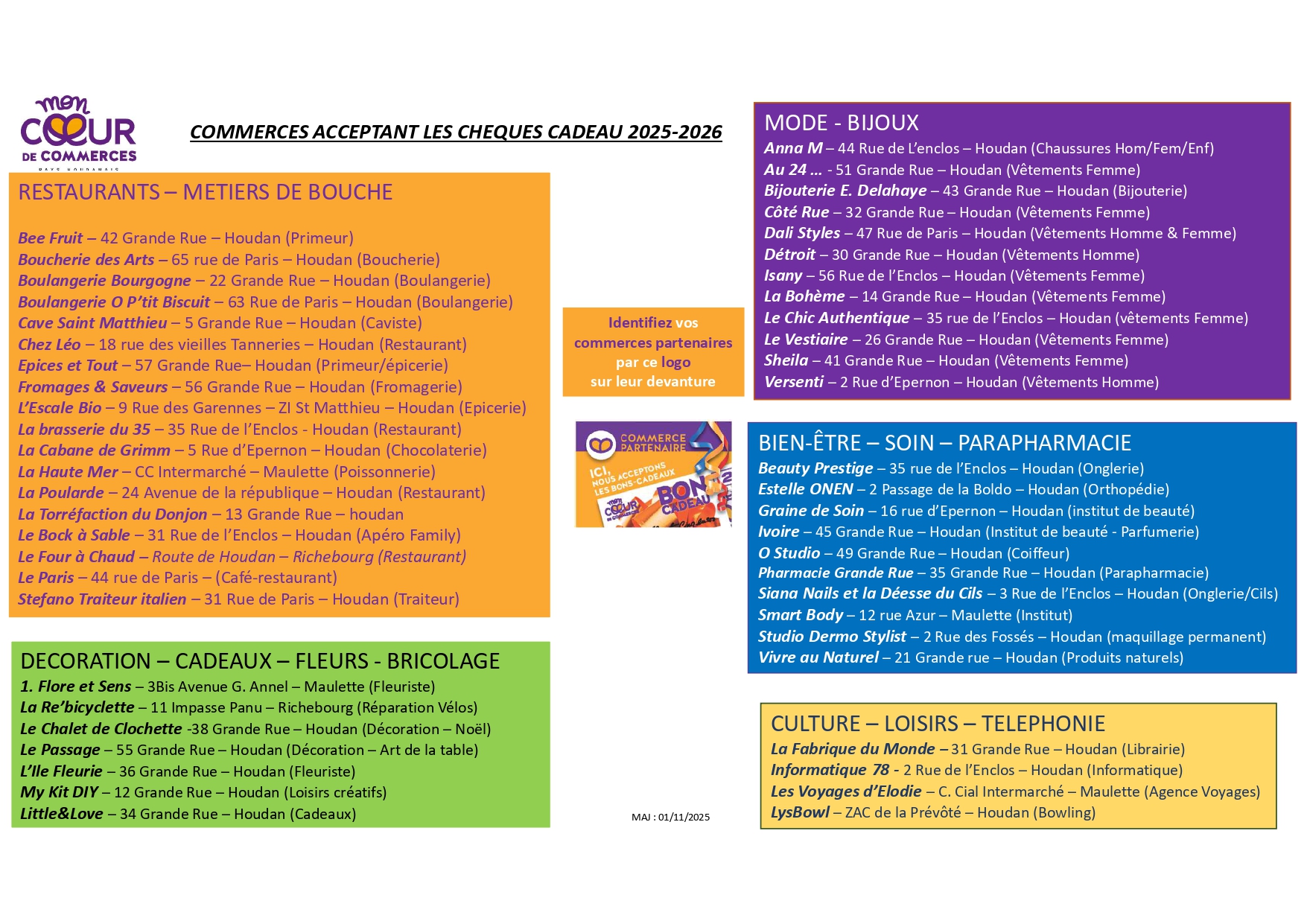 2025 ACPH liste des COMMERCES CHEQUES CDX