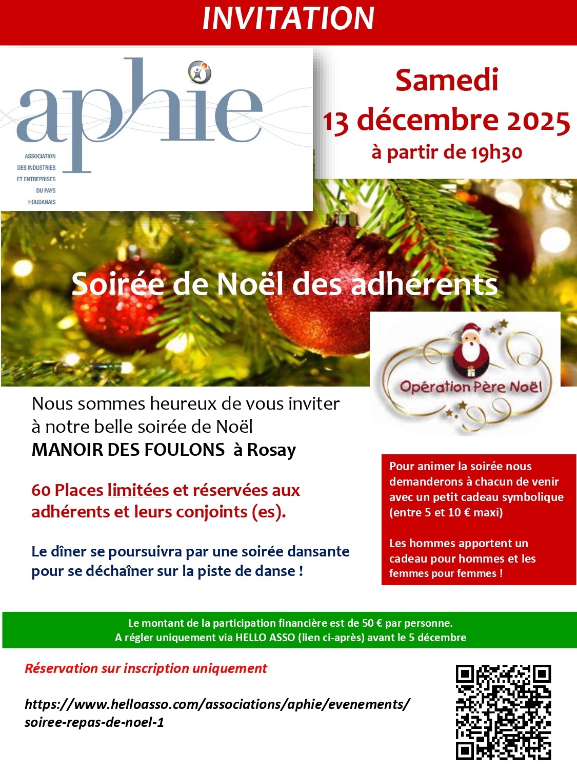 Samedi 13 décembre 2025 : Soirée de Noël des adhérents