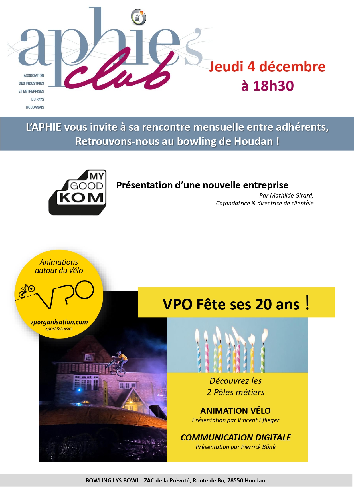 Jeudi 4 décembre 2025 – APHIE’s Club au Bowling de Houdan